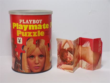 Empty 1967 Playboy Playmate Puzzle Tin & Centerfold Slip 061225WP-H