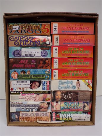 Hardcore Adult VHS Collection - Assorted Lot of 18 Boxed Video Cassettes FULL-CASE-18