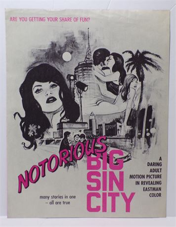 Notorious Big Sin City 1970's Frain & Efrain B&W Sexploitation Film Press Kit Foldout 060425WP-116