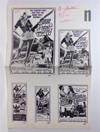 "Hot Summer in Barefoot Country" Sherry Robinson 1970's Sexploitation Press Kit Foldout 060425WP-124