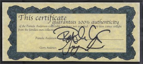 Pamela Anderson Playboy Autographed 3.75x8.5 Certificate w/COA WWE42-113