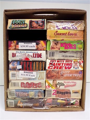 Hardcore Adult VHS Collection - Assorted Lot of 17 Boxed Video Cassettes FULL-CASE-19
