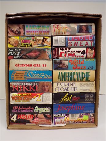 Hardcore Adult VHS Collection - Assorted Lot of 18 Boxed Video Cassettes FULL-CASE-17