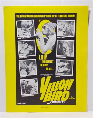 "Yellow Bird" Century Cinema 1970's Sexploitation Film Press Kit Foldout Sheet 060425WP-98