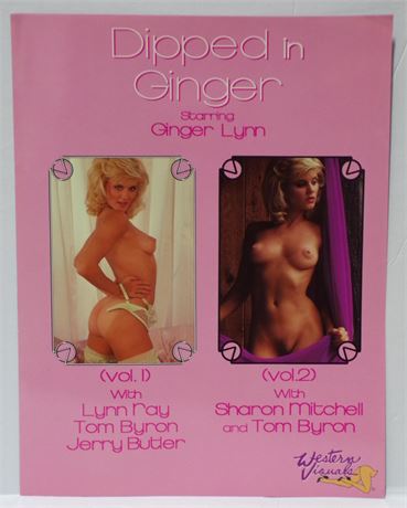 Ginger Lynn & Tom Byron in Dipped in Ginger Vol 1 & 2, Western 1980's Slick Ad Sheet ASO1-127