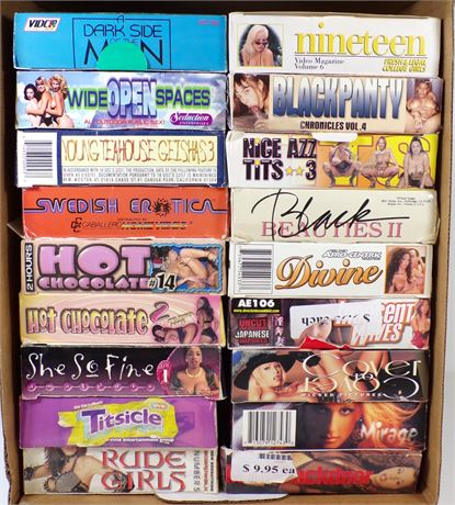 Hardcore Adult VHS - Assorted Lot of 18 Boxed Vintage Video Cassettes FULL-CASE-14