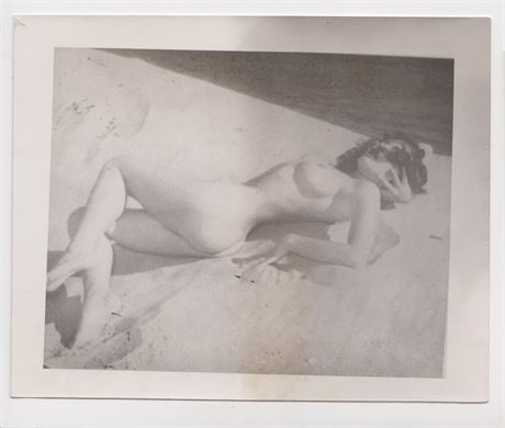 Sexy Lady Posing on Beach, B&W Adult Nude 4x5" Photo 070725-D1-16