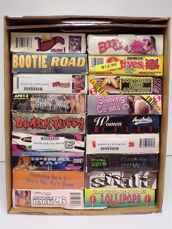 Hardcore Adult VHS Collection - Assorted Lot of 18 Boxed Video Cassettes FULL-CASE-21