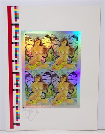 Steve Woron's Female Fantasy SIGNED C3: Wings on Gold Uncut Sheet w/ COA 031925FR-12