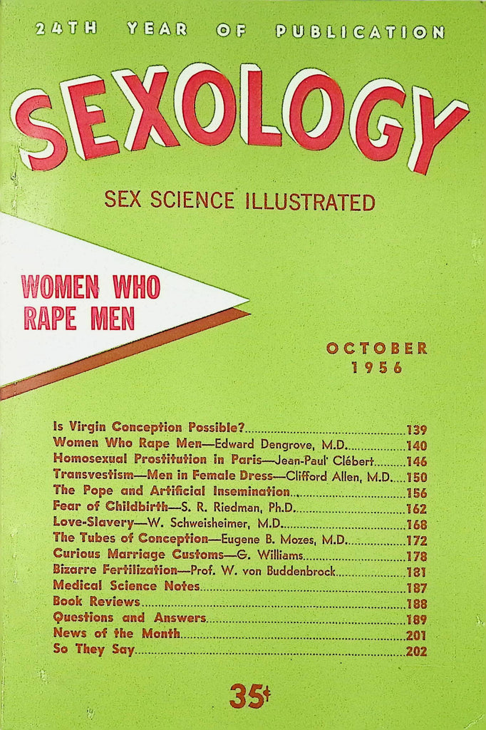 Sexology October 1956 Sex Science Illustrated Is Virgin Conception Possible? Digest Magazine 081924AMP