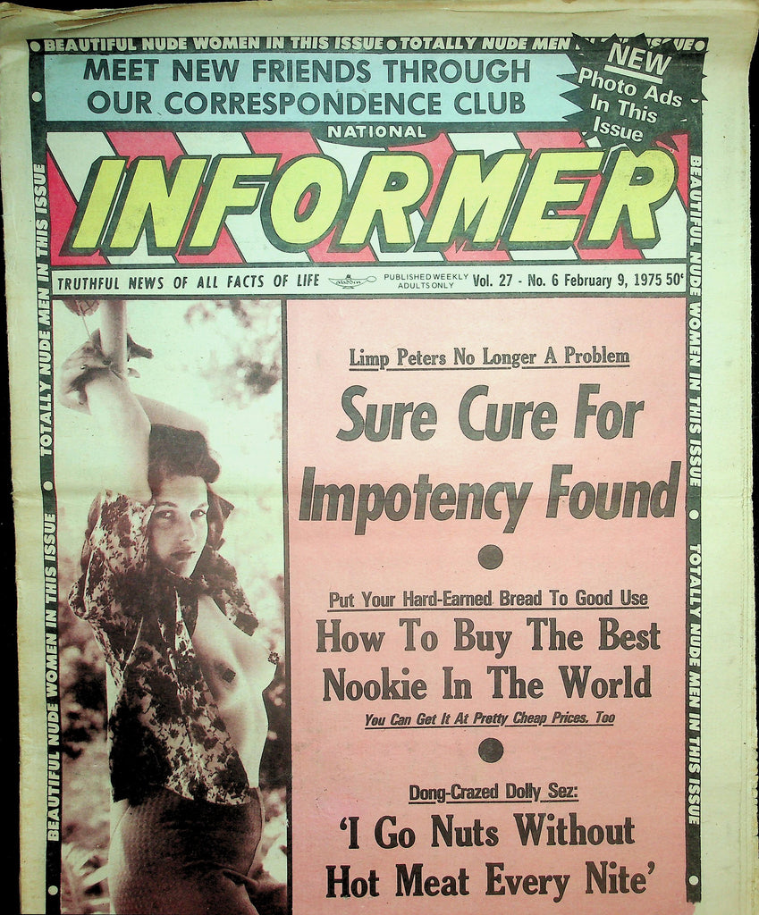 National Informer Adult Newspaper  Sure Cure For Impotency Found / Beautiful Nude Women   February 9, 1975  090726lmp-GSC