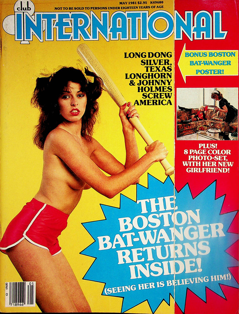 Club International Magazine  Boston Bat-Wanger Returns / Long Dong Silver, Texas Longhorn, John Holmes  May 1981        Paul Raymond     121823lm-p