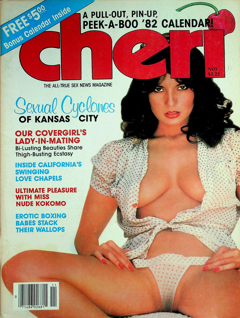 Cheri Magazine  Sexual Cyclones Of Kansas City / Covergirl Bobbi  November 1981 w/Calendar!   032026lmp