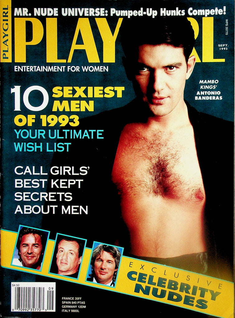 Playgirl Magazine  Cover Guy Antonio Banderas /  Don Johnson, Stallone and More! September 1993  071825lm-p