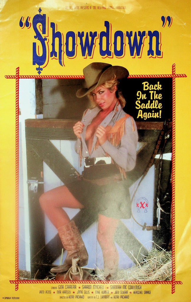"Showdown" Advertising Slick Starring Gina Carrera, Sharon Mitchell, Nina Hartley   1986    112525lmp