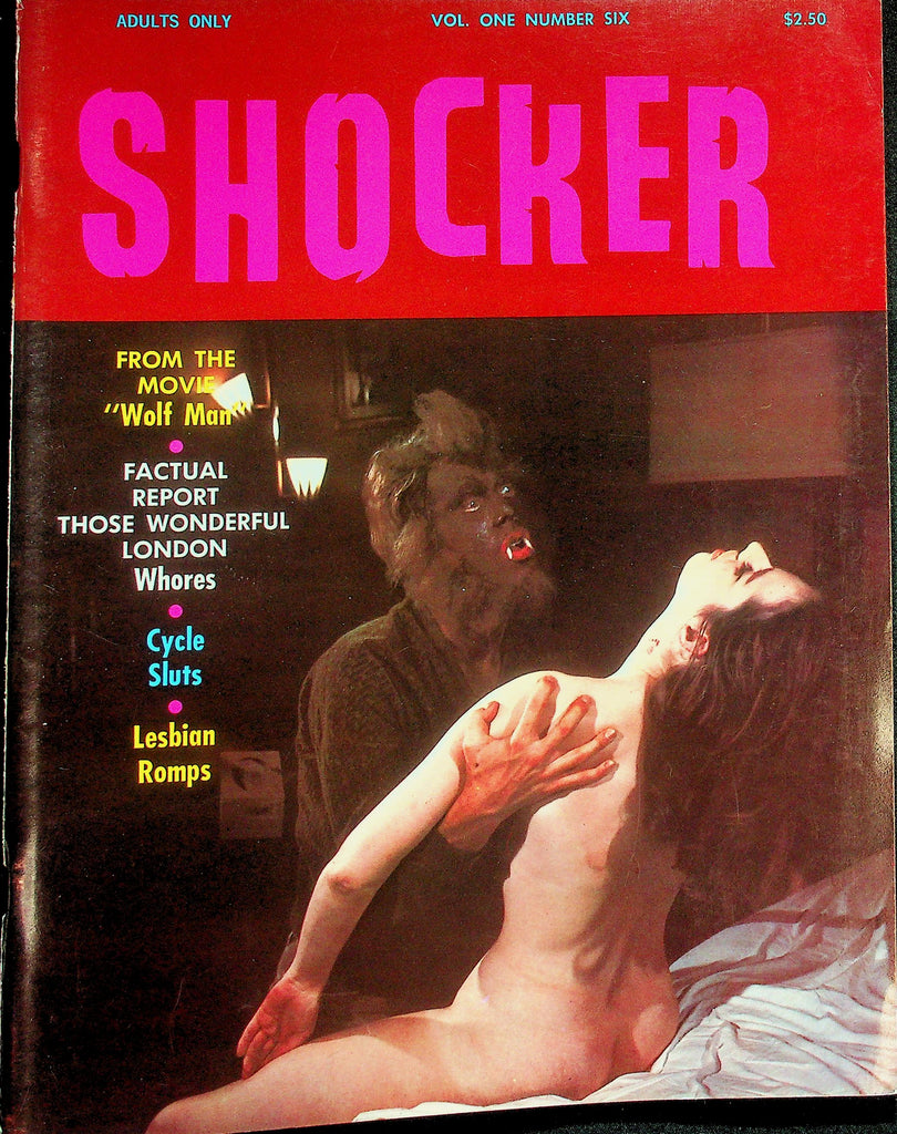 Shocker Magazine   From The Movie "Wolf Man" , Cycle Sluts, Lesbian Romps and More! vol.1 #6 1970's   091526lmp-GSC