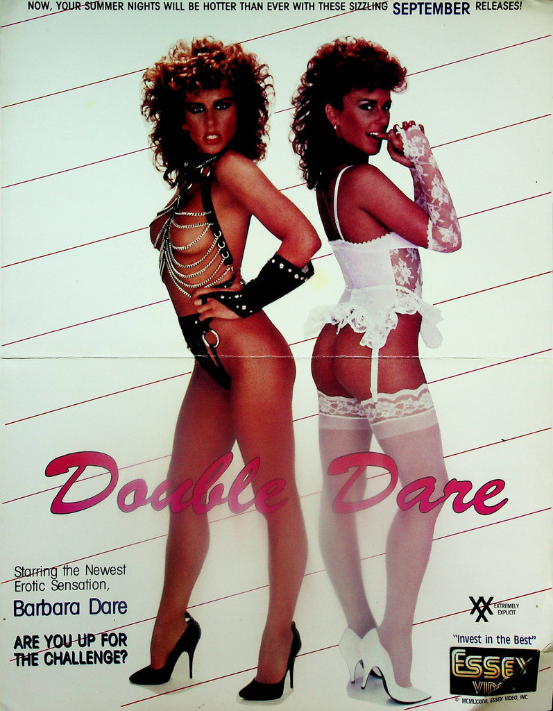 Double Dare Adult Movie Slick  Starring Barbara Dare / Girls That Talk Dirty / Top Buns  1986 Essex Video   051725lm-p