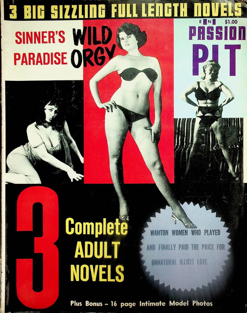 3 Complete Adult Novels Vintage Magazine  Sinner's Paradise, Wild Orgy &  Passion Pit  1962     091125lm-p