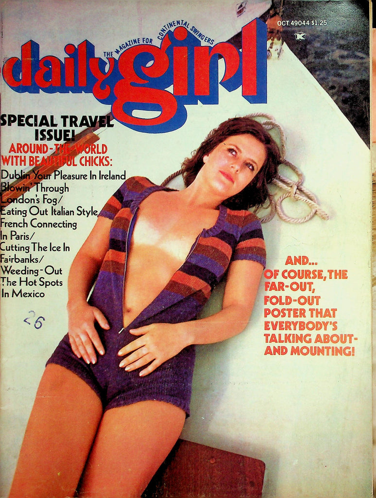 Daily Girl Magazine  Special Travel Issue! Around The World With Beautiful Chicks  October 1973 w/Poster    032726lmp
