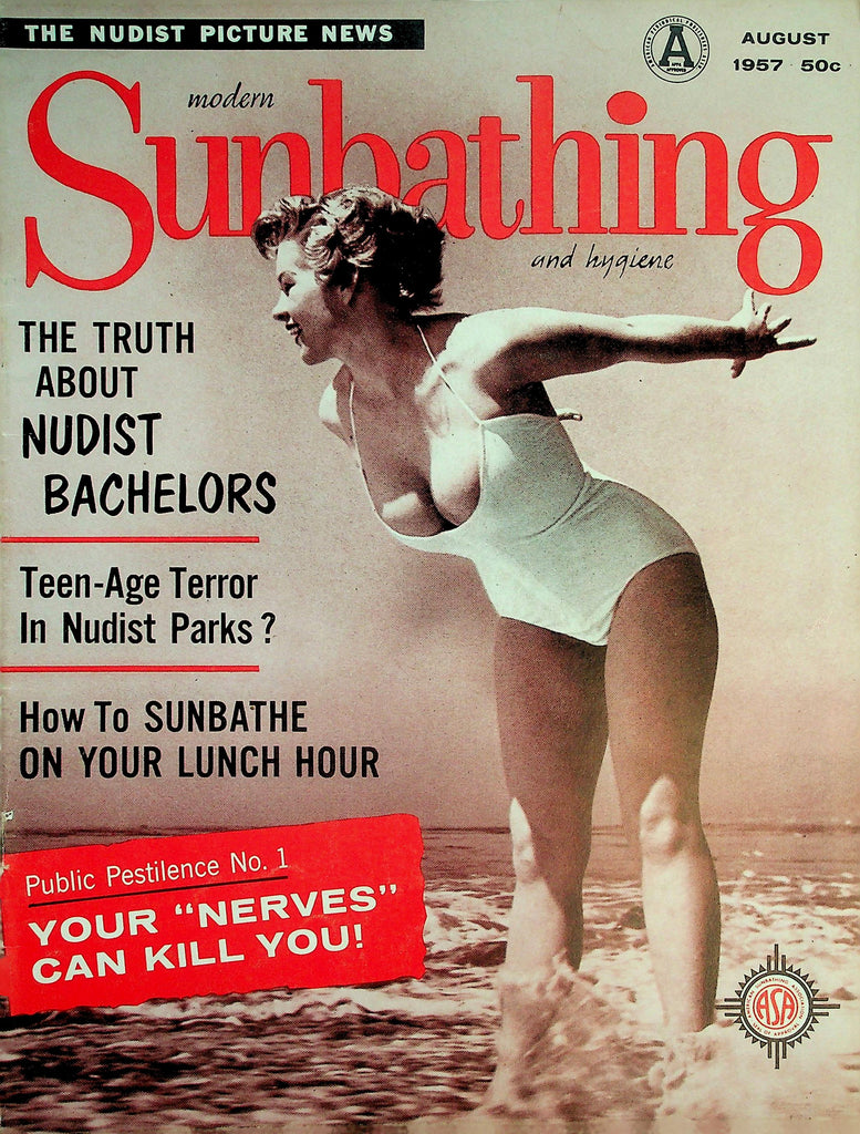Modern Sunbathing and Hygiene Nudist Magazine  The Truth About Nudist Bachelors August 1957   072326lmp-GSC