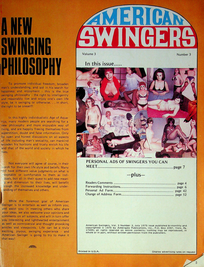 American Swingers Magazine Vol.3 No.3 good reading copy 122723RP