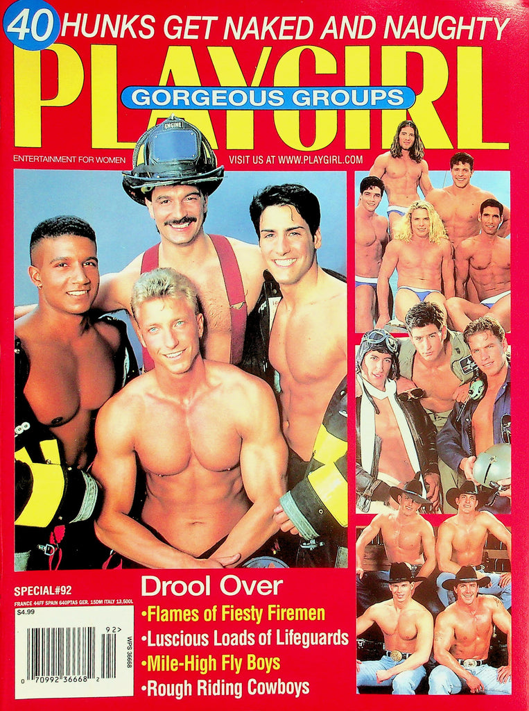 Playgirl Gorgeous Groups Magazine  Firemen, Lifeguards, Fly Boys & Rough Riding Cowboys #92  1999      041726lmp