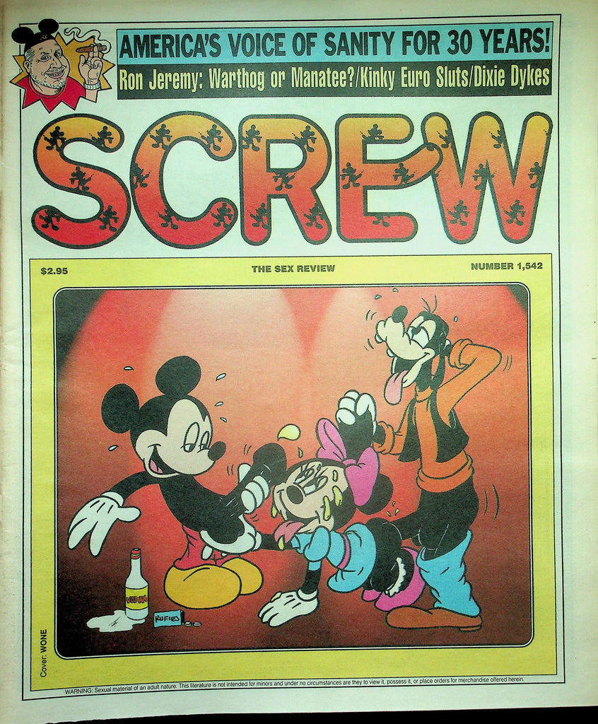 Screw Newspaper  Mickey Mouse, Minnie Mouse  & Goofy!  / Ron Jeremy  #1542  September  21, 1998   010526lmp