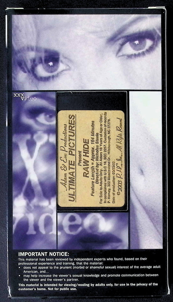 Raw Hide Directed by Nicholas Steele VHS Adam & Eve 103025AKVHS