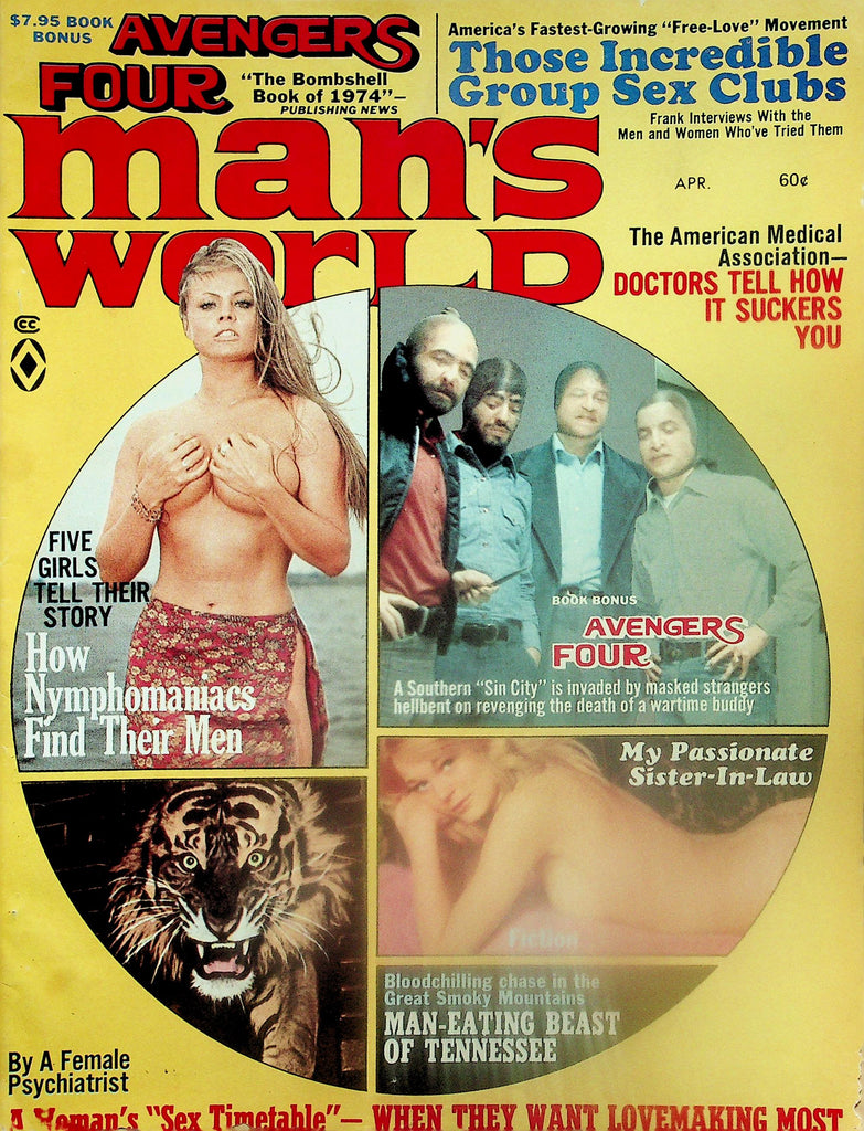 Man's World Magazine   How Nymphomaniacs Find Their Men  April 1974     121425lmp