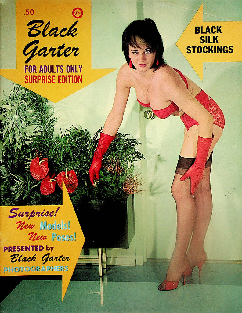 Black Garter Magazine  Cover & Centerfold Girl Sam - Black Silk Stockings  1960's      110324lm-p