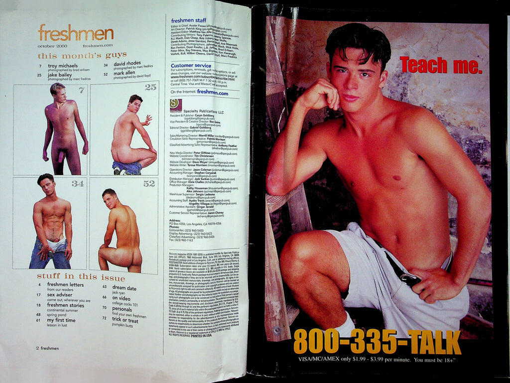 Freshmen Gay Magazine Troy Michaels & Jake Bailey October 2000 good reading copy 050323RP