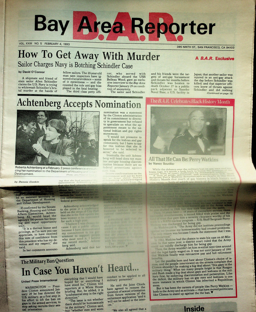 Bay Area Report Gay Interest Newspaper #5  February 4, 1993  San Francisco CA.   120425lmp