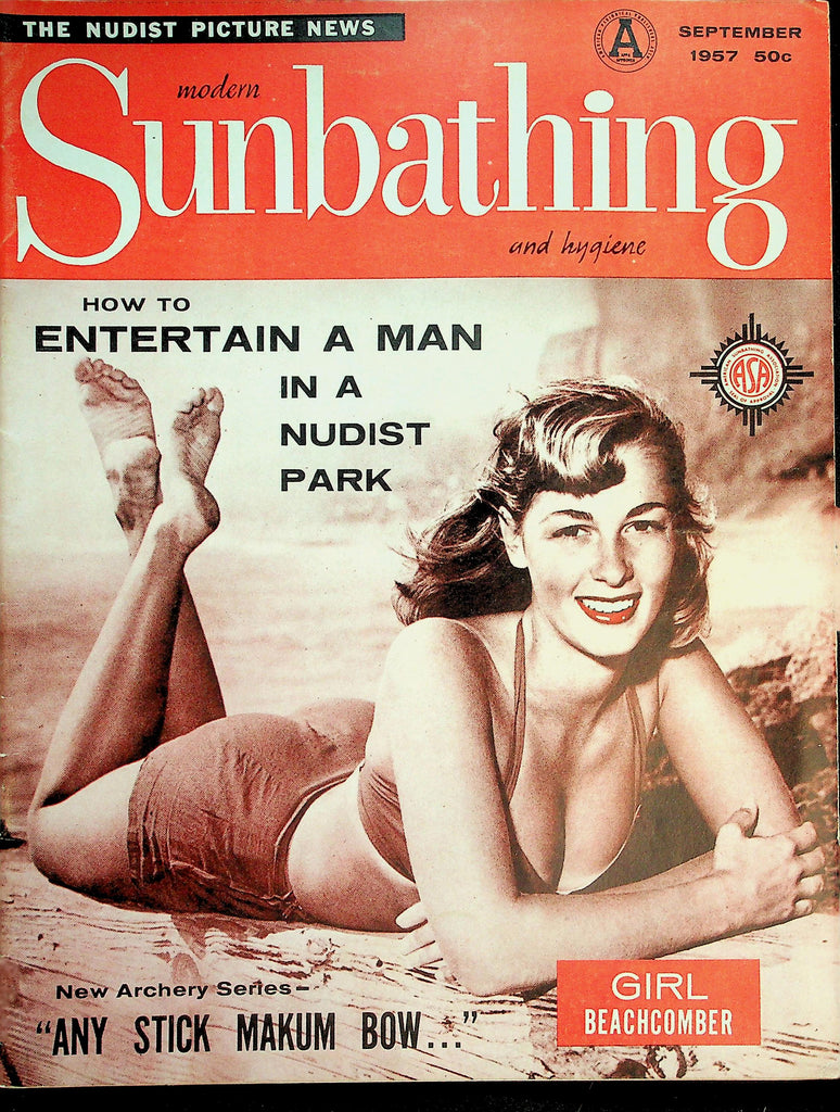 Modern Sunbathing and Hygiene Nudist Magazine  How To Entertain A Man In A Nudist Park  September 1957   072326lmp-GSC