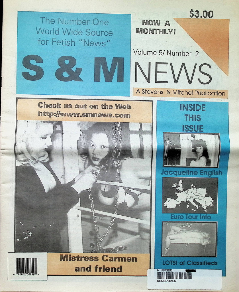 S & M News Vol 5 #2 1990s Mistress Carmen Jacqueline English Fetish Bondage Adult Newspaper Magazine-101424AMA