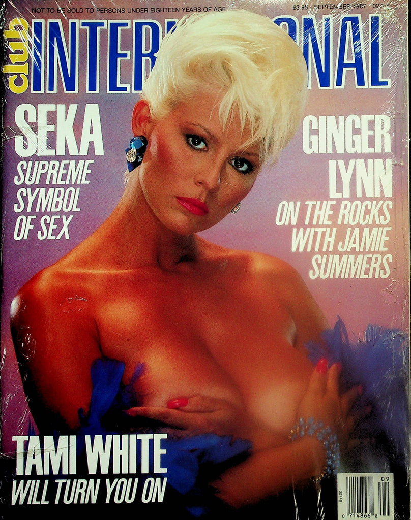 Club International Magazine   Seka Supreme Symbol Of Sex / Ginger Lynn With Jamie Summers  September 1987  New   092625lm-p