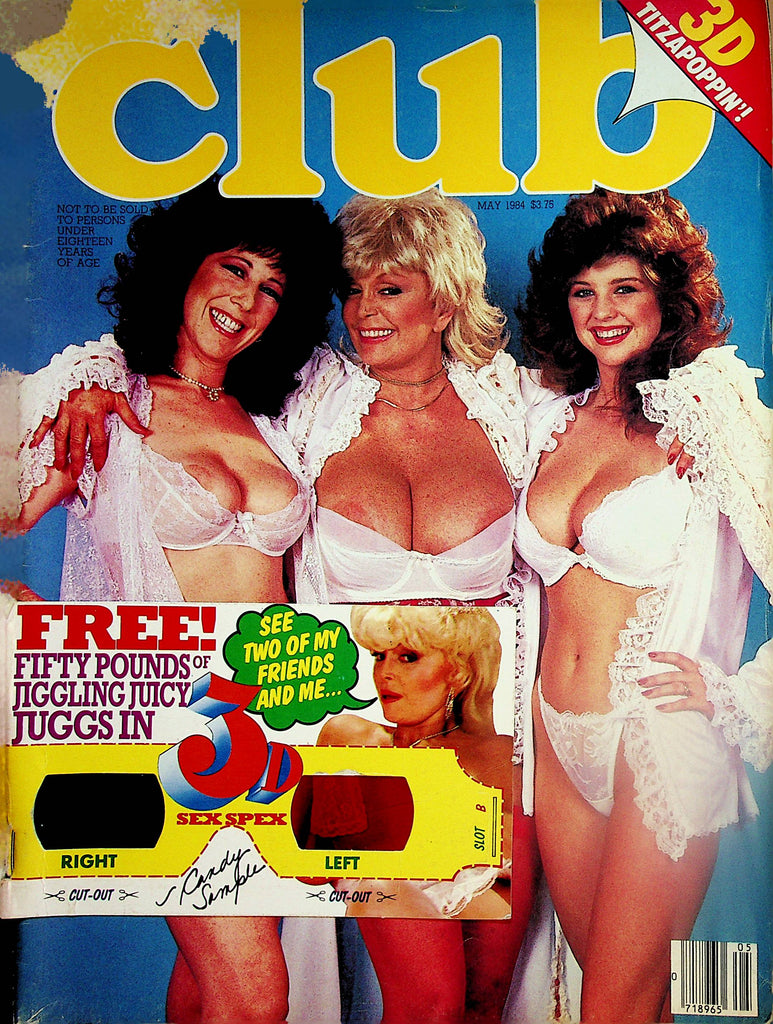 Club Magazine  Seka, Annie Sprinkle, & Little Jilly In 3-D !  w/glasses May 1984   090224lm-p