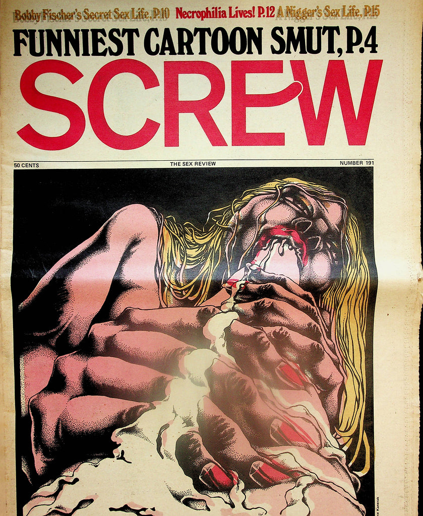 Screw Adult Newspaper    Bobby Fischer's Secret Sex Life / Funniest Cartoon Smut  #191  October 1972    062124lm-p