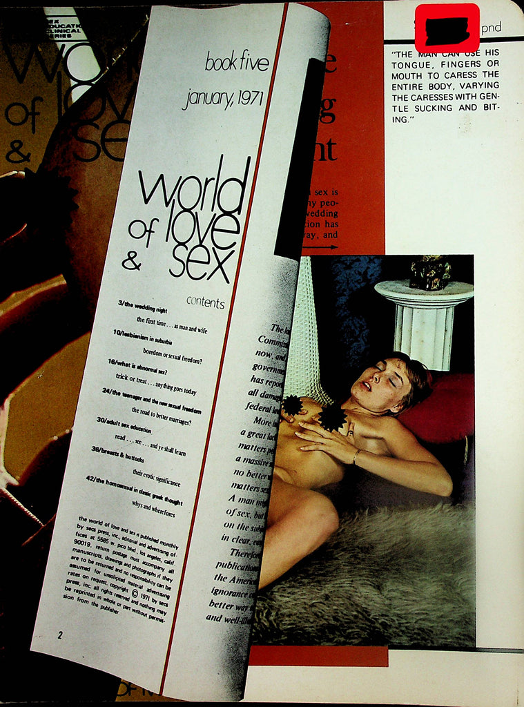 World Of Love & Sex Magazine  Lesbianism, Abnormal Sex?, Breasts & Buttocks and More  #5 January 1971   081524lm-p