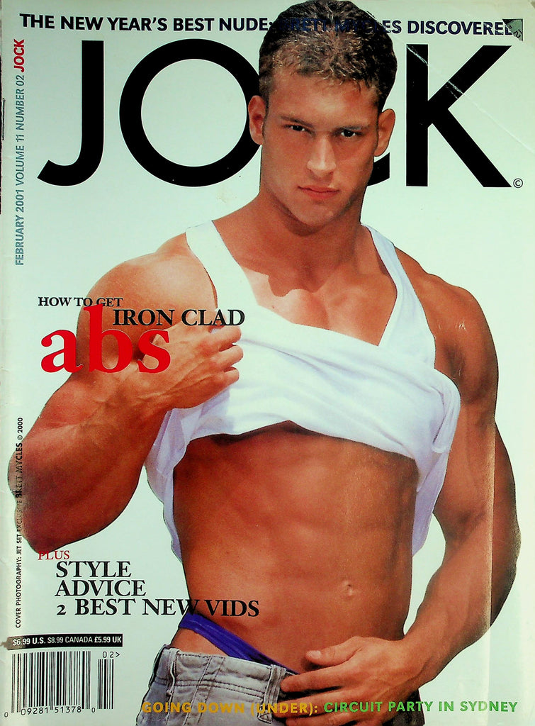 Jock Gay Magazine  Cover Guy Brett Mycles - Iron Clad Abs!  February 2001  032226lmp
