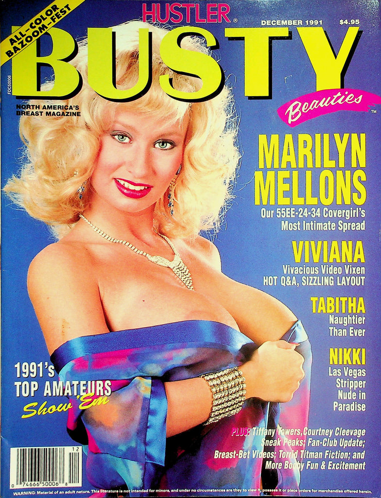Hustler Busty Beauties Magazine  Covergirl Marilyn Mellons / Tabitha, Tiffany Towers  December 1991       043026lmp
