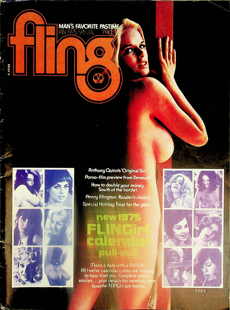 Fling Busty Magazine  Roberta Pedon / Ruth Anderson / Penny Pontoons  w/ Calendar   January 1975    022824lm-p