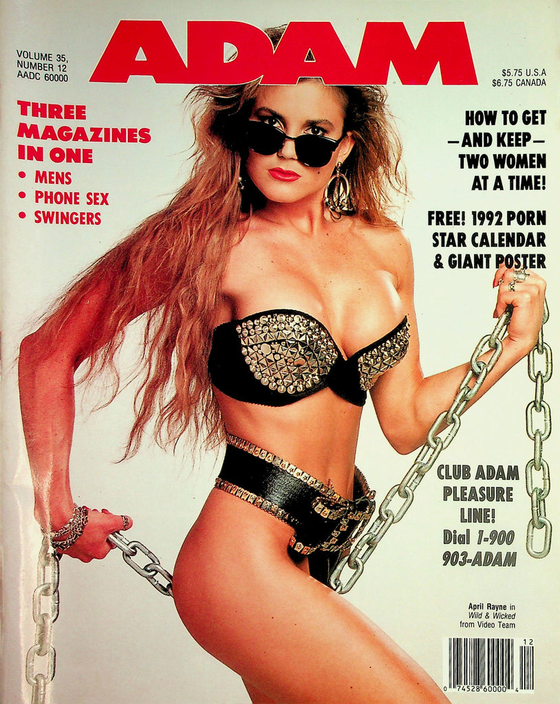 Adam Magazine  Covergirl April Rayne  vol.35 #12 December 1991  w/Calendar & Giant Poster    032726lmp