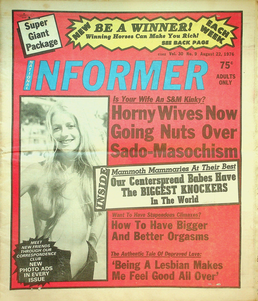 National Informer Adult Newspaper  How To Have Bigger And Better Orgasms / Centerspread Babes  August 22, 1976      090626lmp-GSC