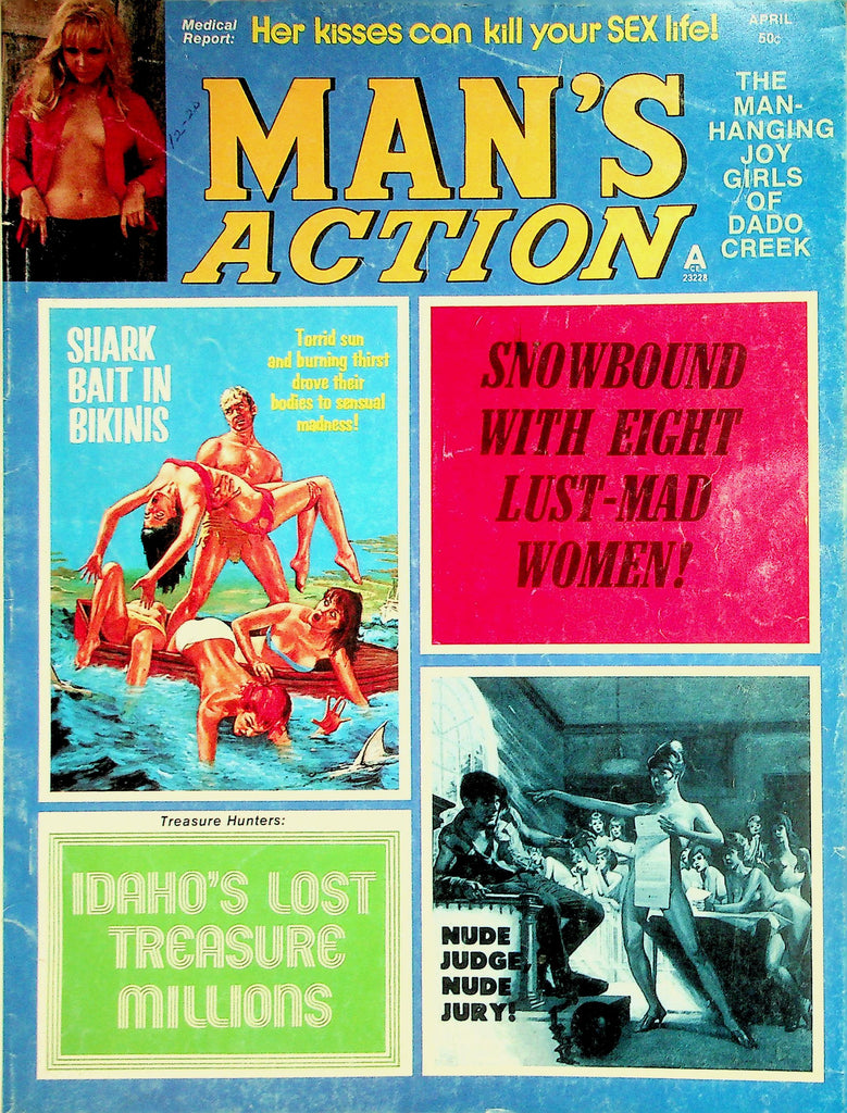 Man's Action Magazine  Shark Bait In Bikinis / Lust-Mad Women! April 1973   033026lmp
