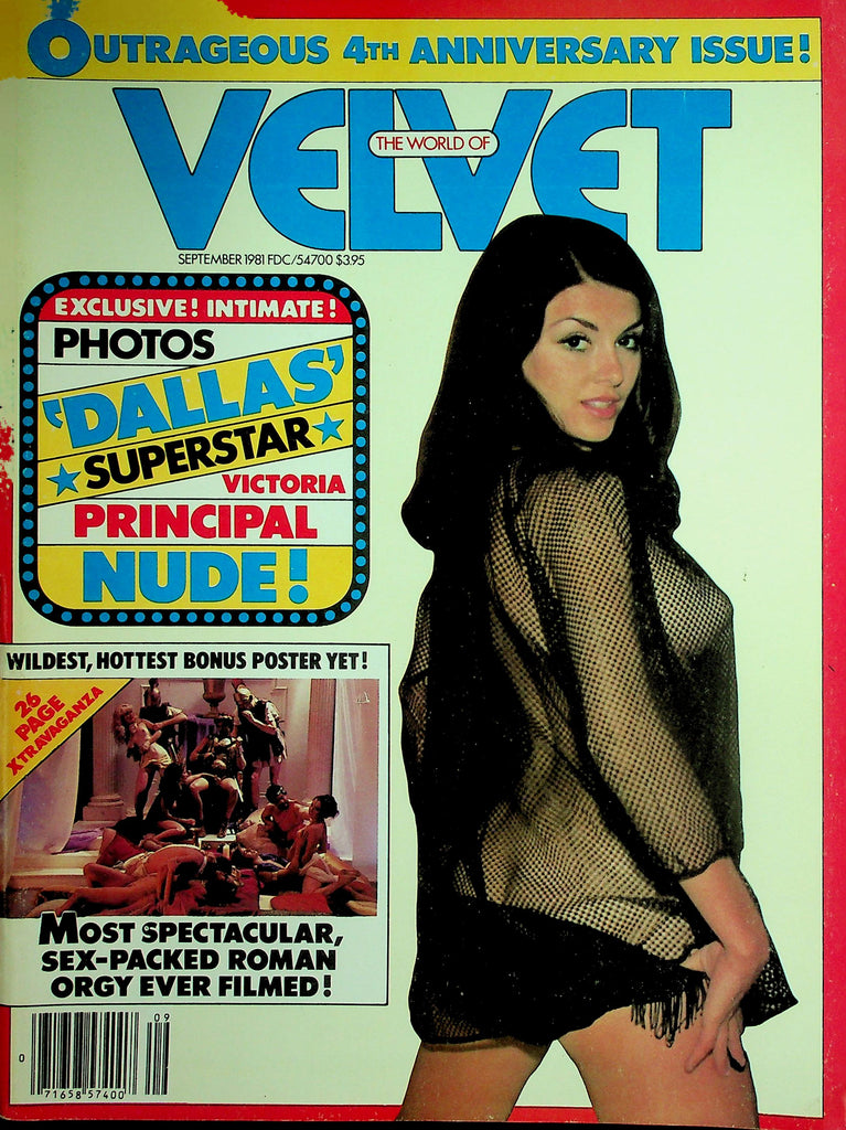 Velvet Magazine  'Dallas' Victoria Principal Nude! / Sex Packed Roman Orgy   September 1981  021126lmp2