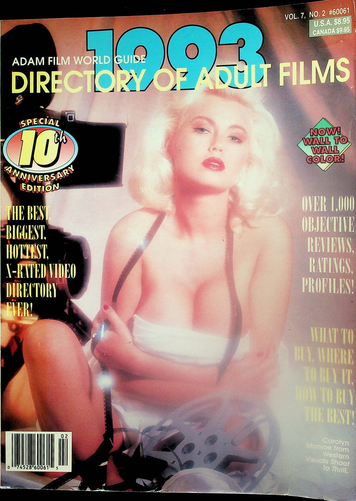 Adam Film World Guide 1993 Directory Of Adult Films   Covergirl Carolyn Monroe  Special 10th Anniversary      102725lm-p