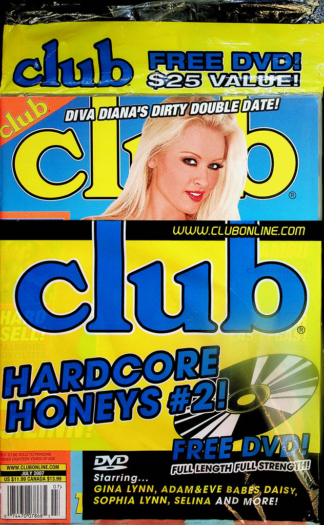 Club Magazine  Diva Diana  w/DVD starring Gina Lynn  July 2007  new/sealed   062624lm-p
