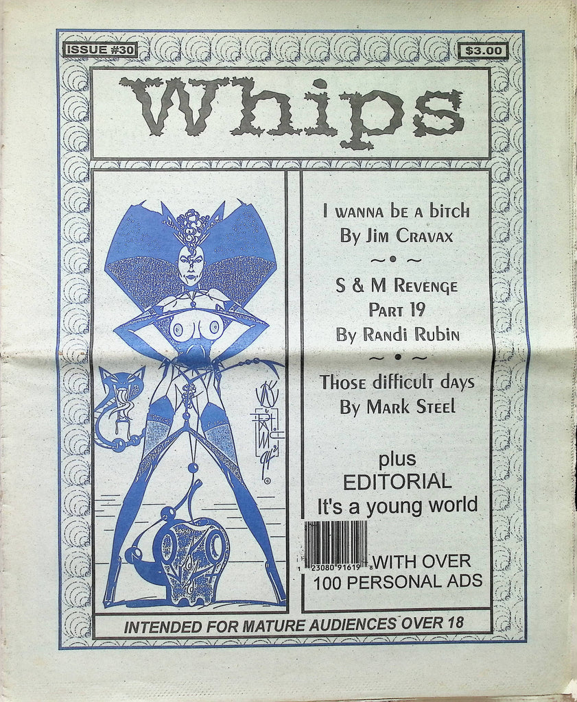 Whips Issue #30 Jim Cravax Randi Rubin Mark Steel 1990s Fetish Bondage Adult Newspaper Magazine-101424AMA