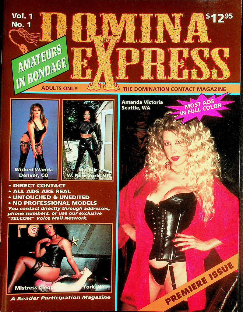 Domina Express Amateurs In Bondage Magazine  Premiere Issue!    Ms. Mir, Wicked Wanda, Amanda Victoria & More!  vol.1 #1  1993   061726lmp-GSC