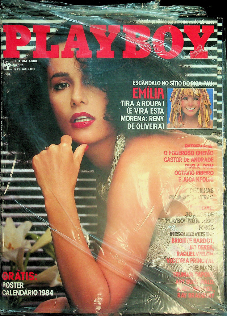 Playboy Portuguese International Magazine  Emilia, Brigitte Bardot, Bo Derek, Raquel Welch  w/Calendar April 1984 New/Sealed      022626lmp
